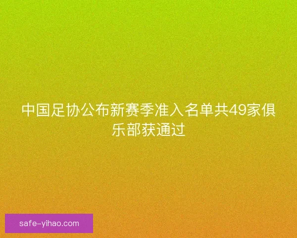 中国足协公布新赛季准入名单共49家俱乐部获通过 中国足协公布新赛季准入名单共49家俱乐部获通过
