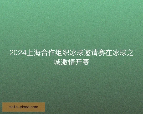 2024上海合作组织冰球邀请赛在冰球之城激情开赛